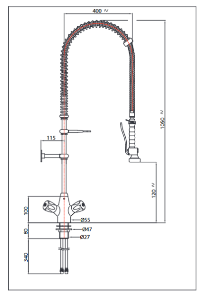PREMIUM 20921013 3E.2103.4L.11 781187 (25) Geschirrwaschbrause mit Low-Flow Brausekopf Wasser- u. Energiesparbrause